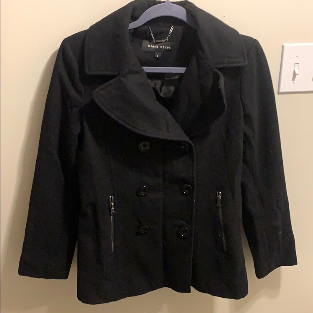 Black Rivet pea coat